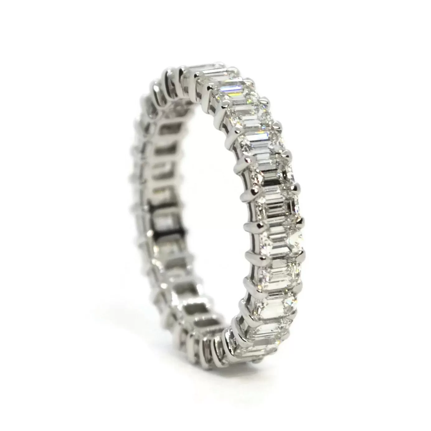 AFJ Diamond Collection - Eternity Band Ring with Emerald-cut Diamonds 2.64 carats, 18k White Gold