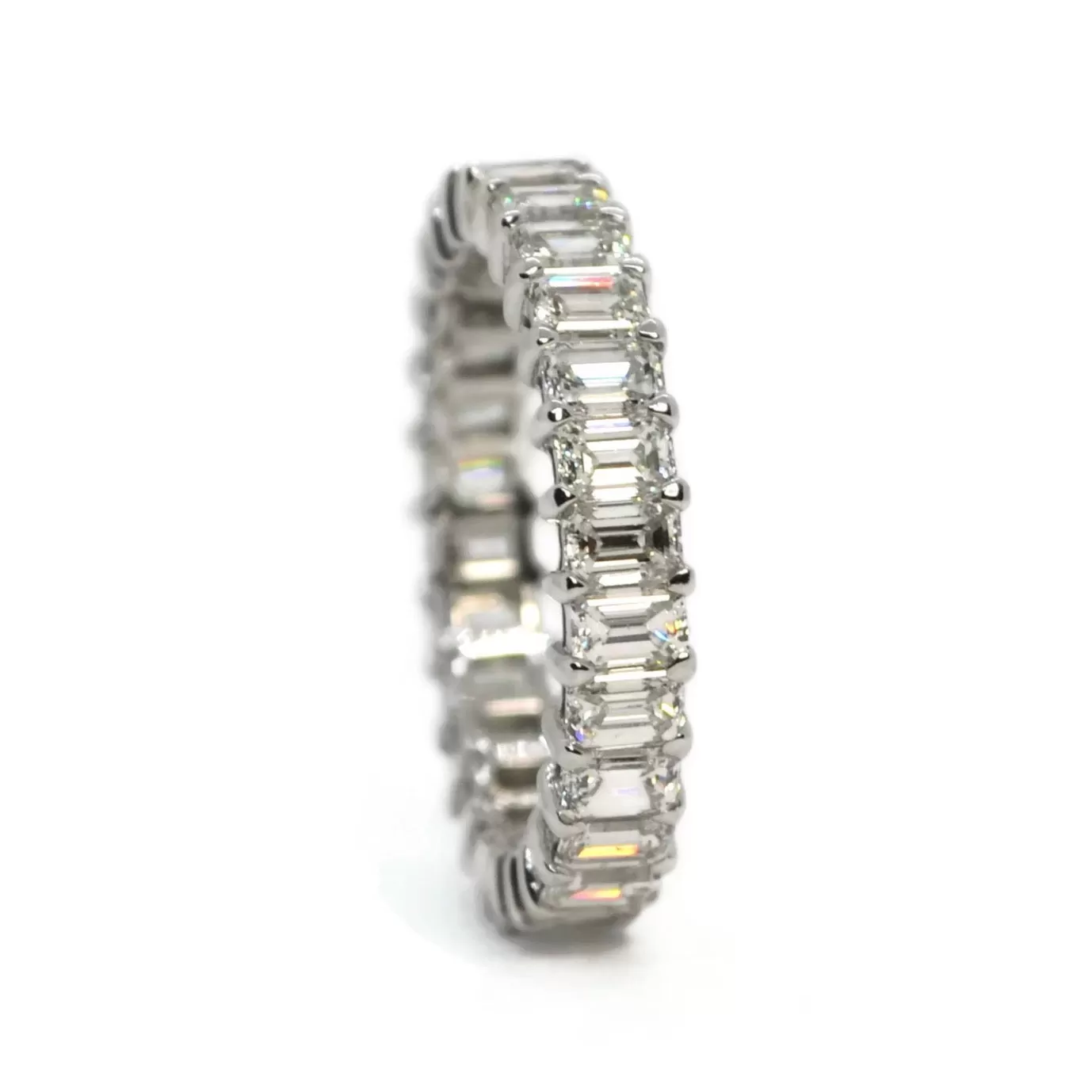 AFJ Diamond Collection - Eternity Band Ring with Emerald-cut Diamonds 2.64 carats, 18k White Gold