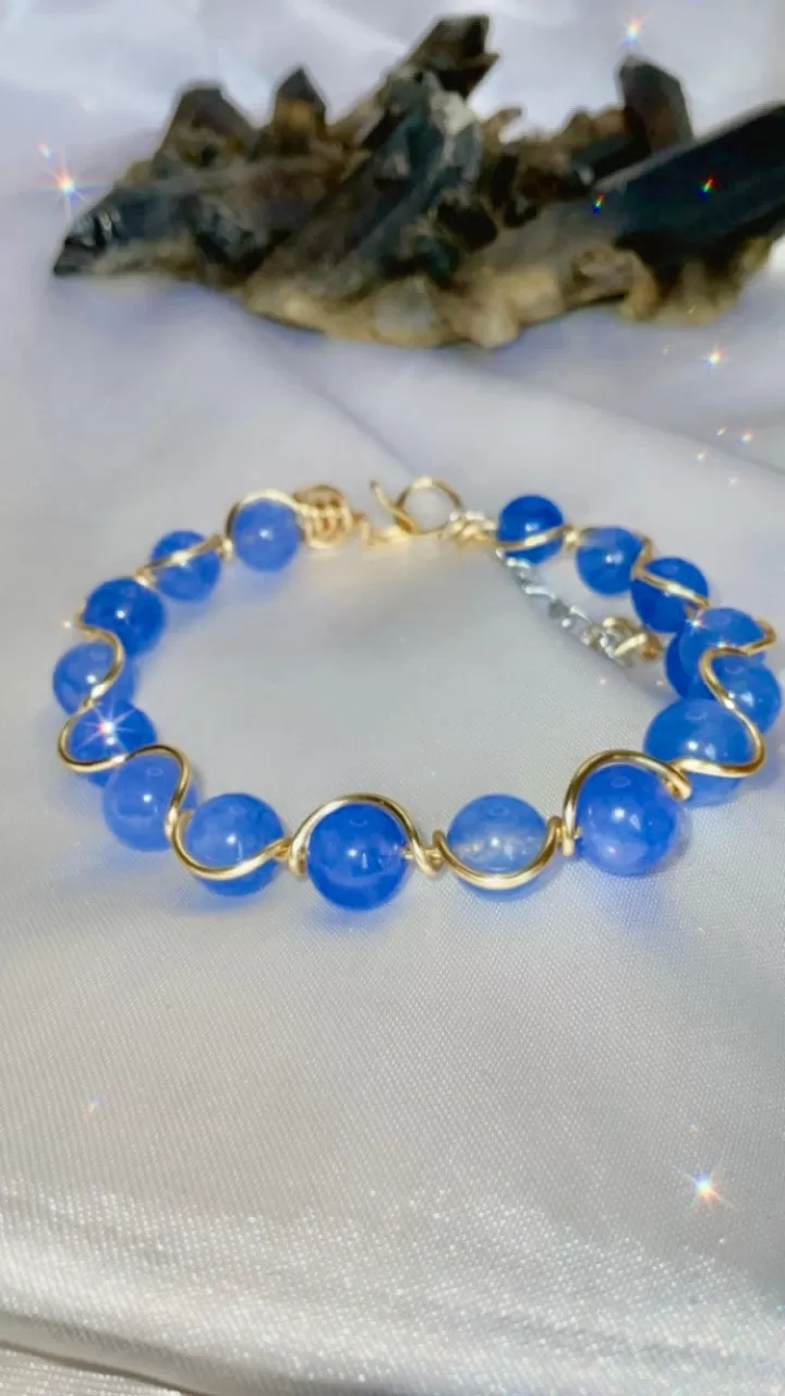 African Blue Topaz Wire Wrapped Bracelet