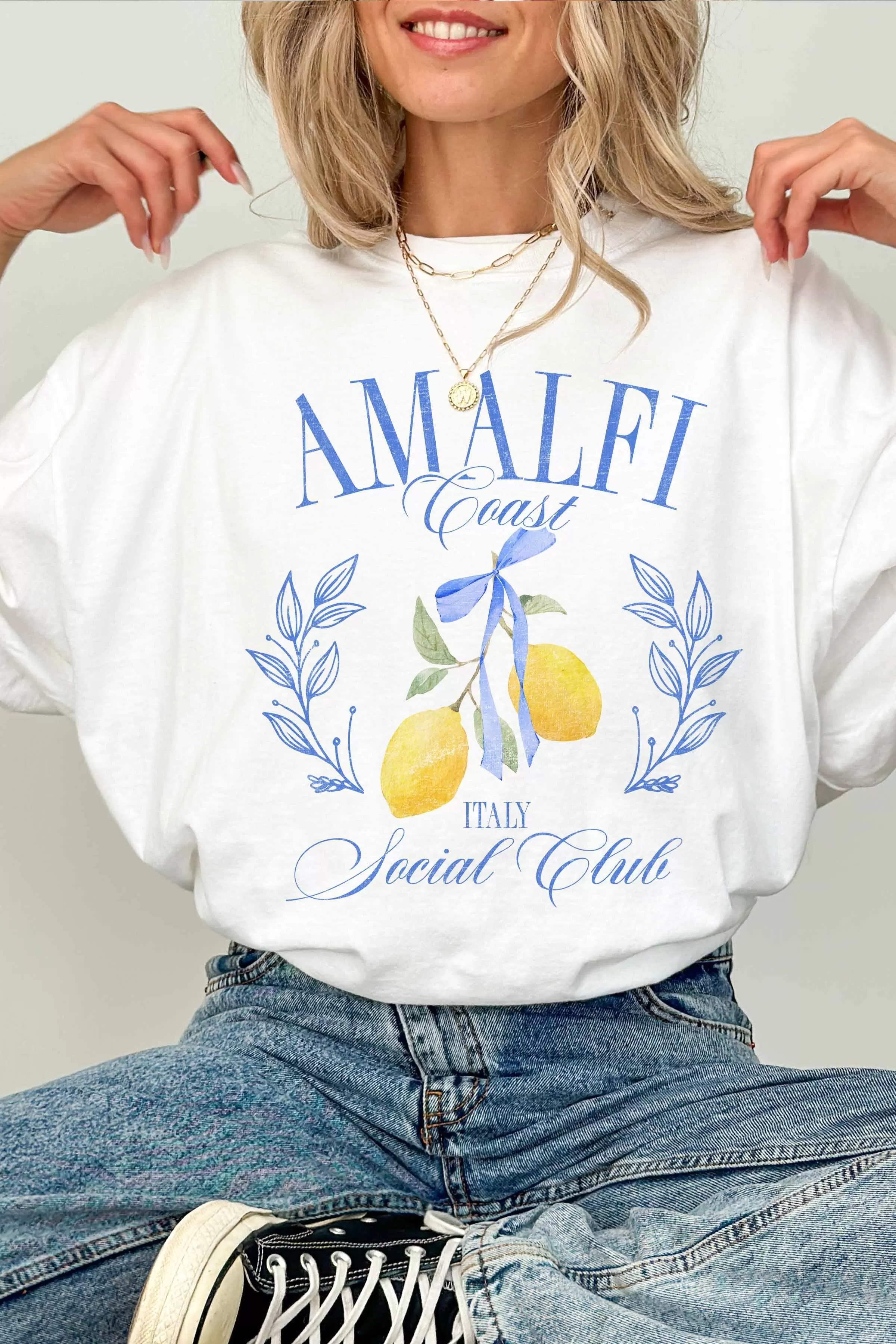 Amalfi Coast Social Club Graphic Tee, White