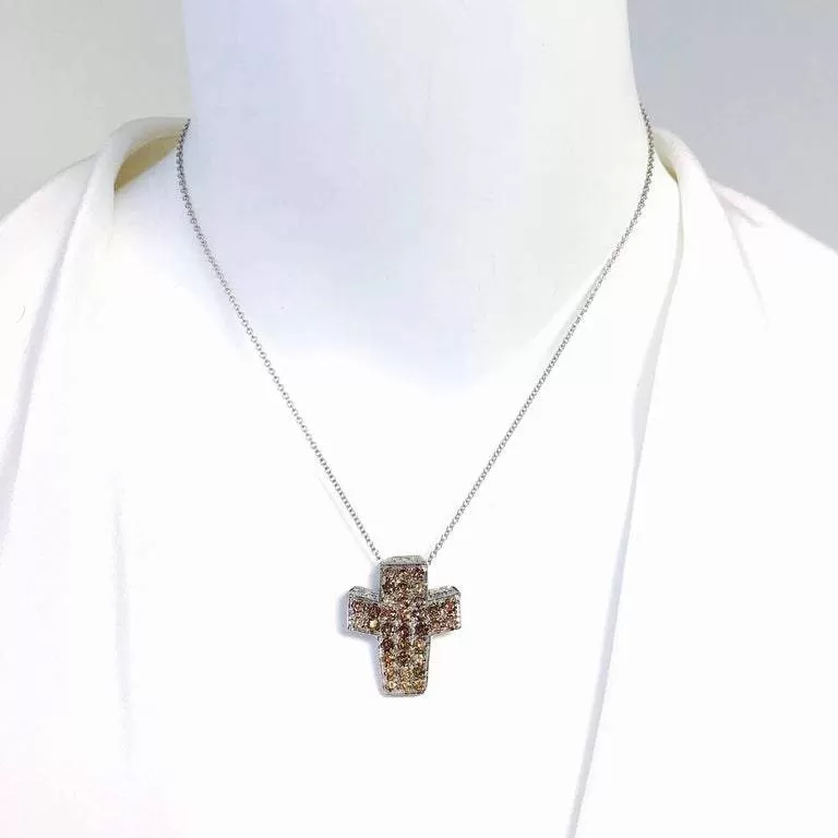 Andreoli Multi-Color Diamond Cross Pendant Necklace