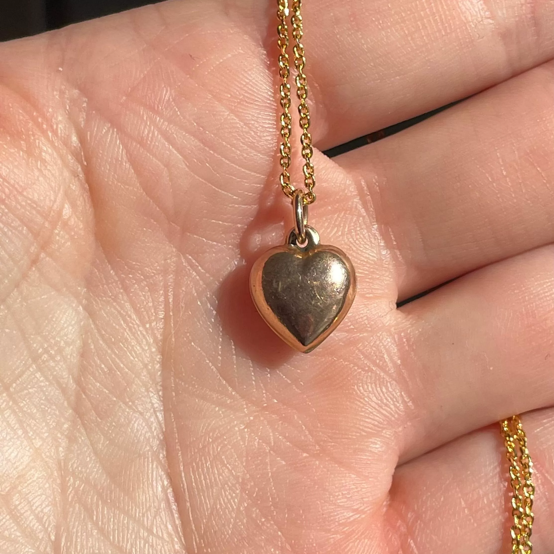 Antique Puffy Rose Gold Heart Pendant Necklace