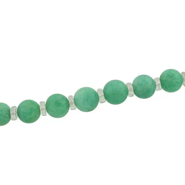 Art Deco Aventurine & Rock Quartz Crystal Bead Necklace