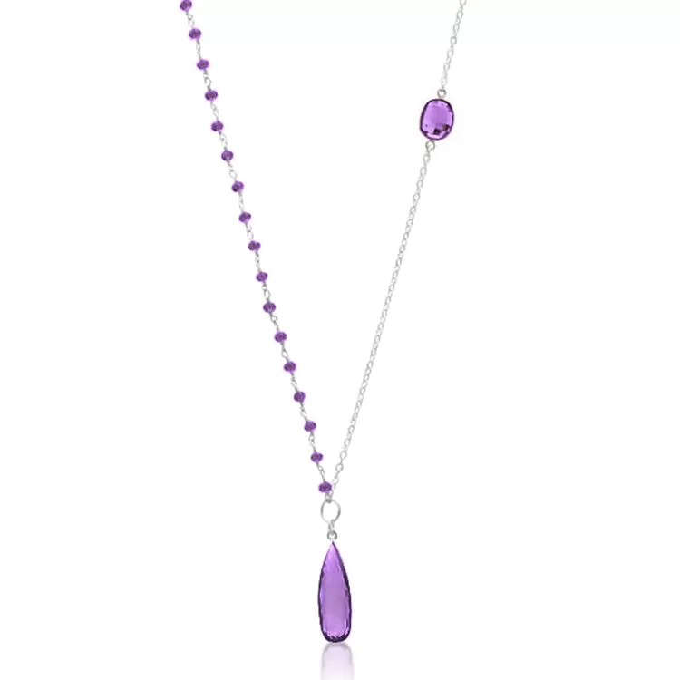 Asymmetrical Amethyst Necklace to Help Cope with Stress