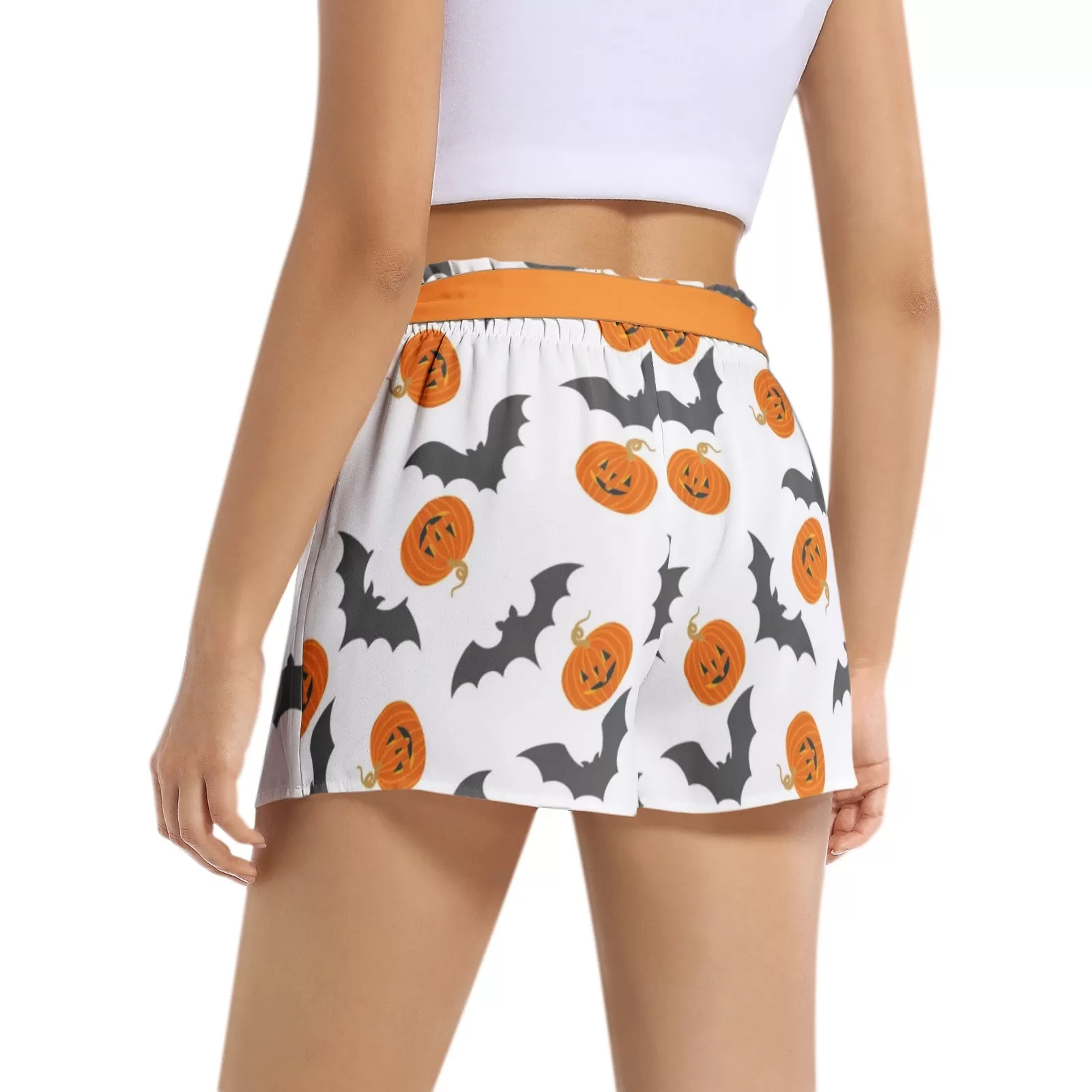 Bats and Jack O Lanterns Women's Belted Short