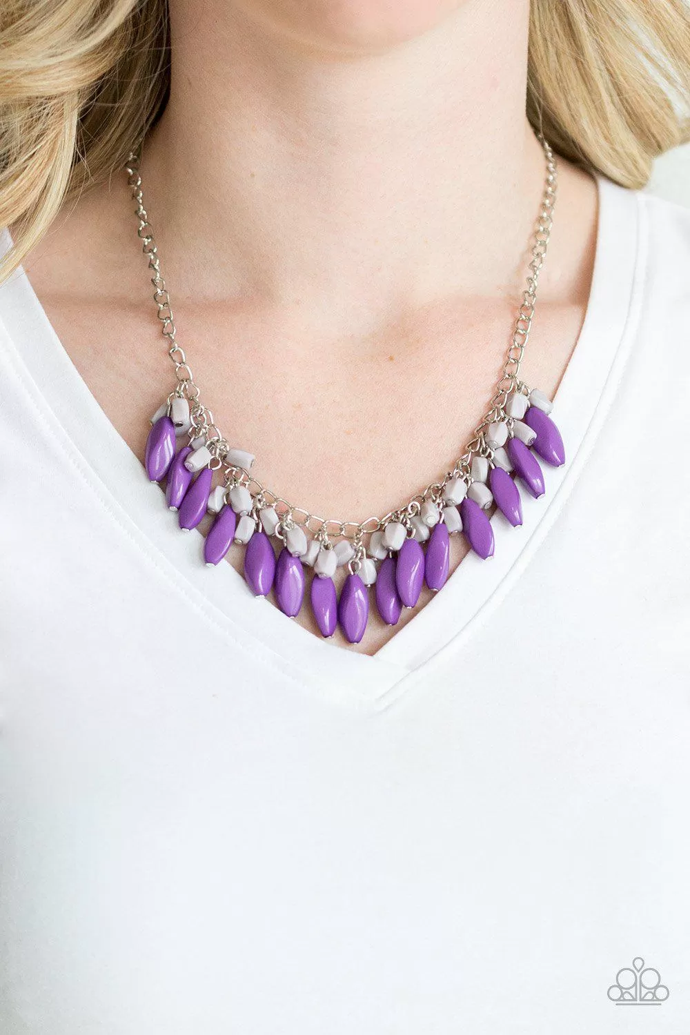 Bead Binge Purple and Gray Necklace - Paparazzi Accessories