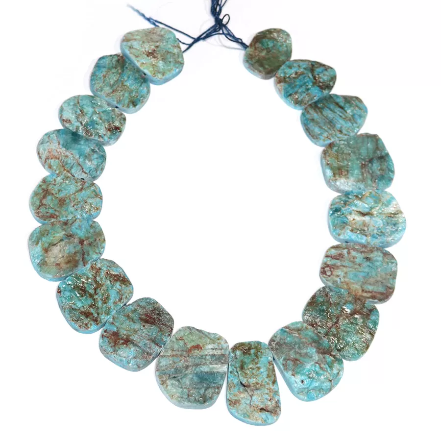 Blue Apatite 18x22-30x36 Irregular Top Drill Oval Collar