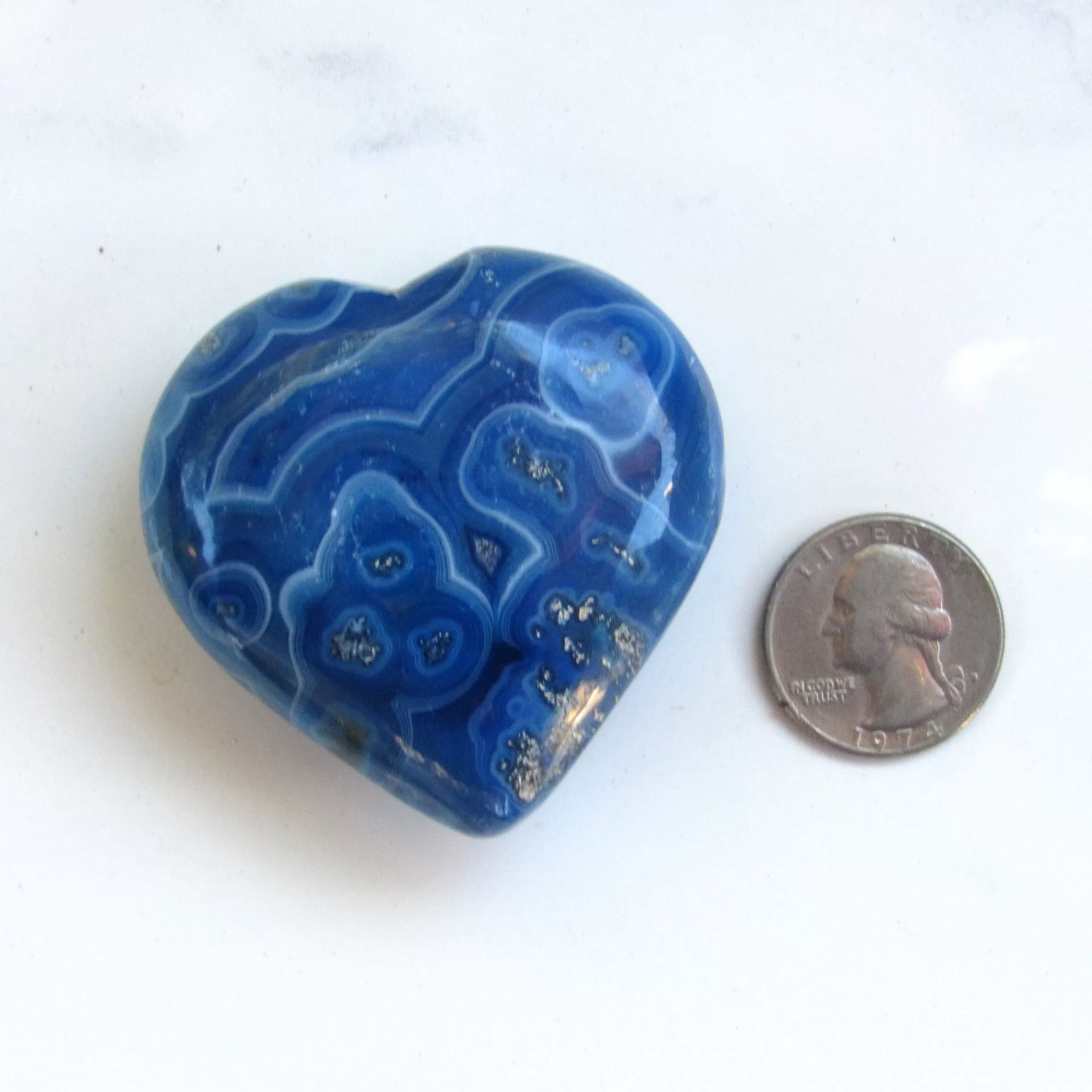 Blue onyx agate gemstone Heart