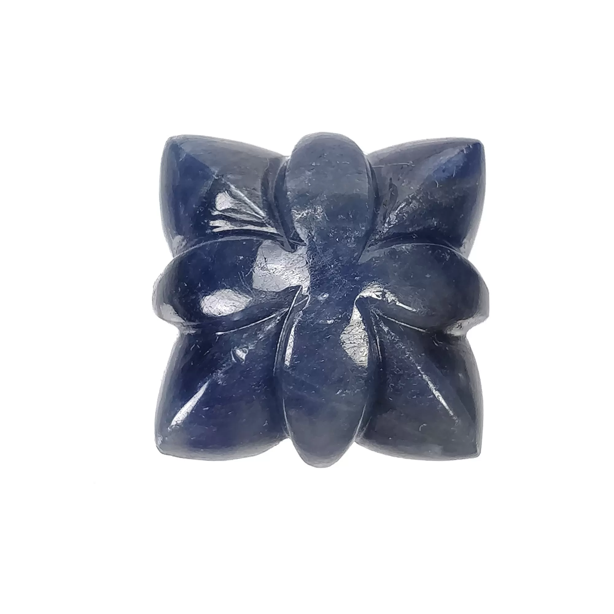 BLUE SAPPHIRE Gemstone Carving : 37.90cts Natural Untreated Unheated Sapphire Hand Carved Flower 20mm (With Video)