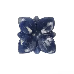 BLUE SAPPHIRE Gemstone Carving : 37.90cts Natural Untreated Unheated Sapphire Hand Carved Flower 20mm (With Video)