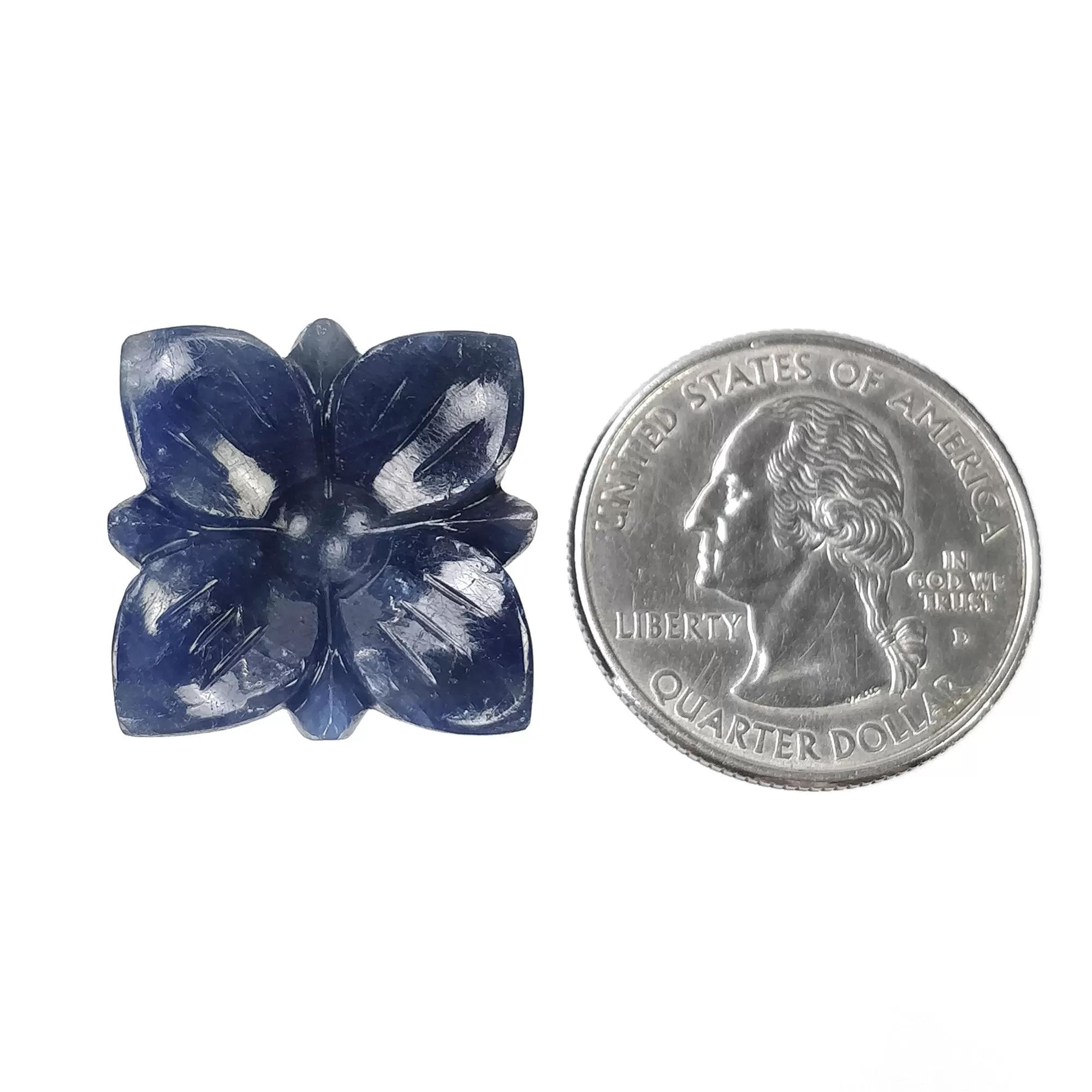 BLUE SAPPHIRE Gemstone Carving : 37.90cts Natural Untreated Unheated Sapphire Hand Carved Flower 20mm (With Video)