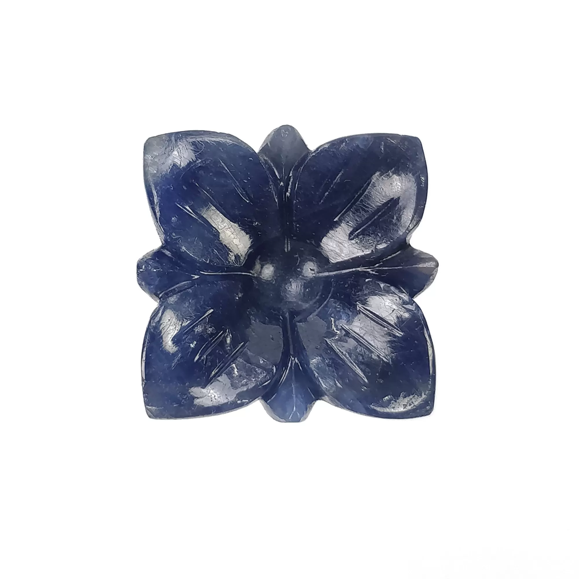 BLUE SAPPHIRE Gemstone Carving : 37.90cts Natural Untreated Unheated Sapphire Hand Carved Flower 20mm (With Video)