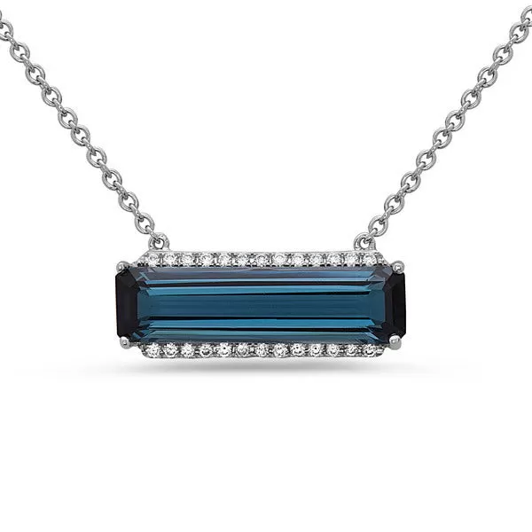 Blue Topaz Bar Necklace