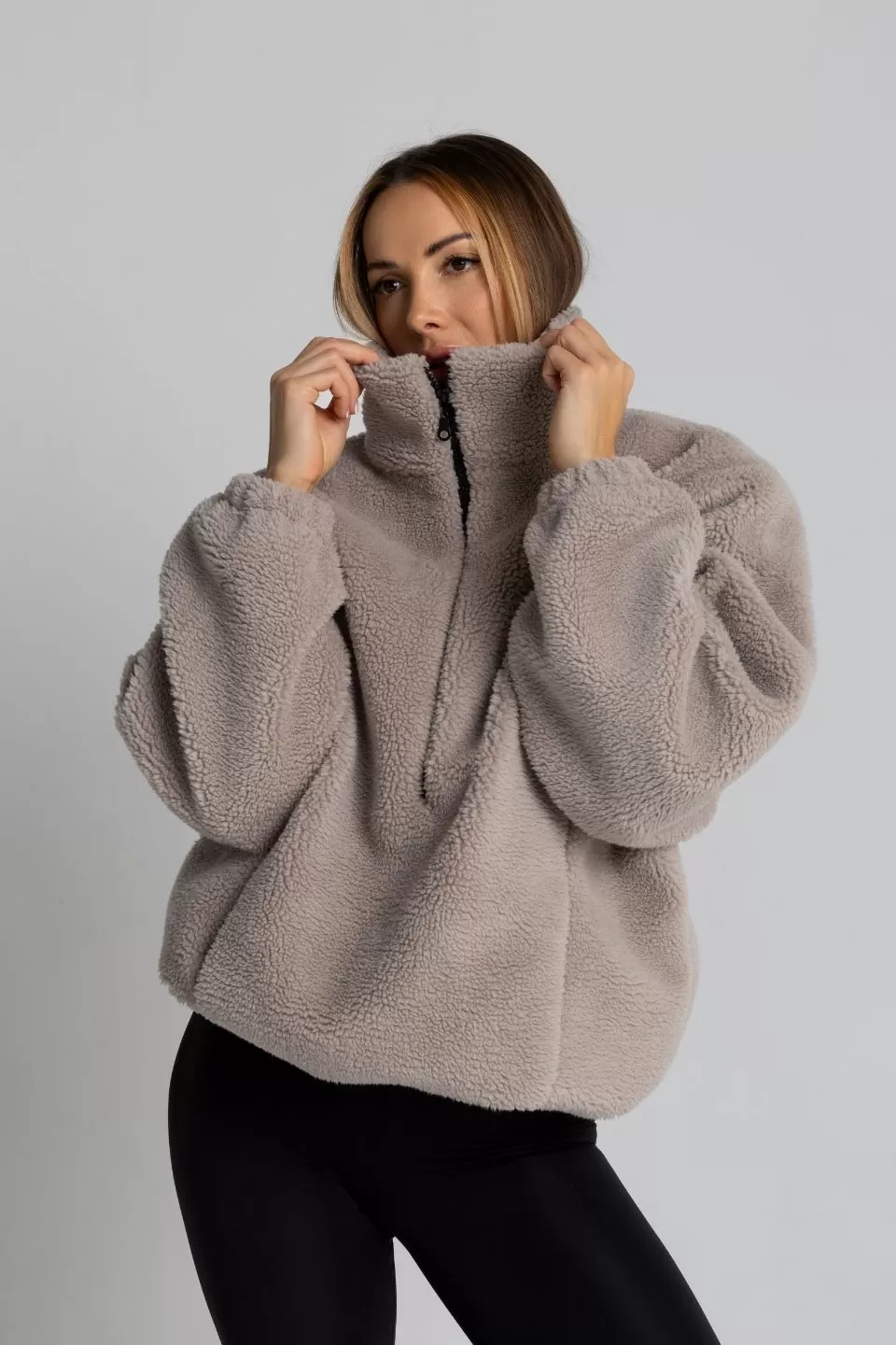 Bluza sherpa ze sztucznego baranka TEDDY - szary