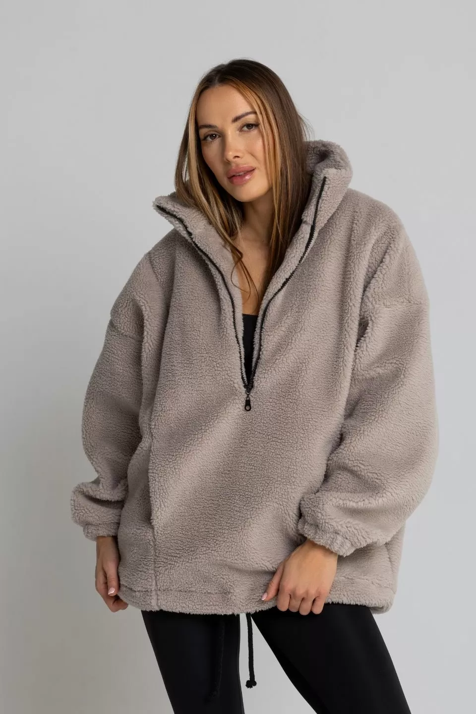 Bluza sherpa ze sztucznego baranka TEDDY - szary