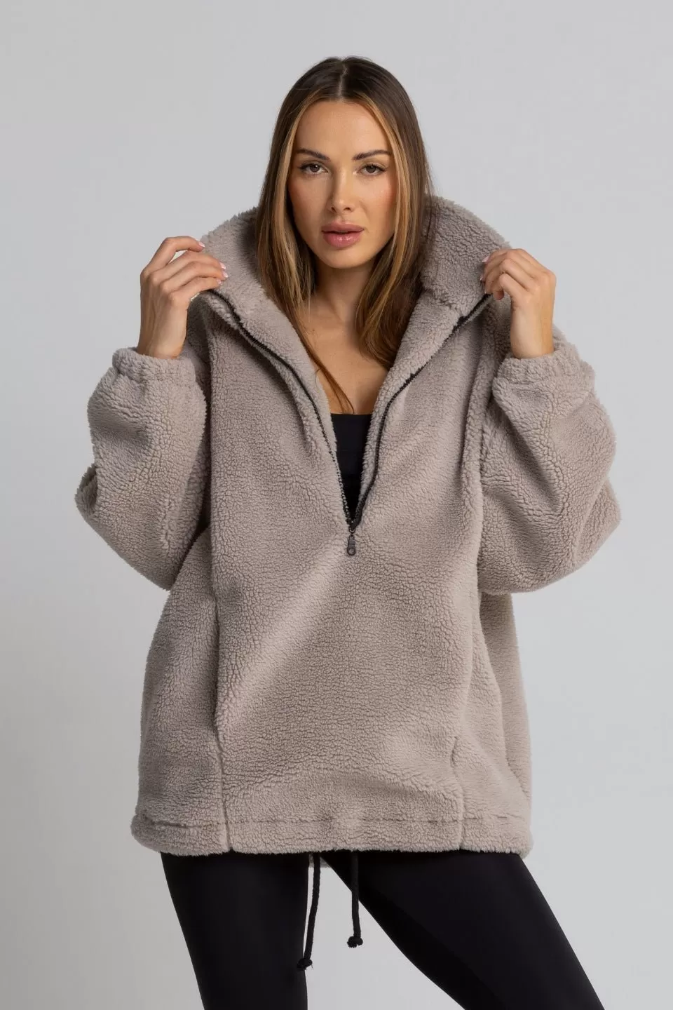 Bluza sherpa ze sztucznego baranka TEDDY - szary