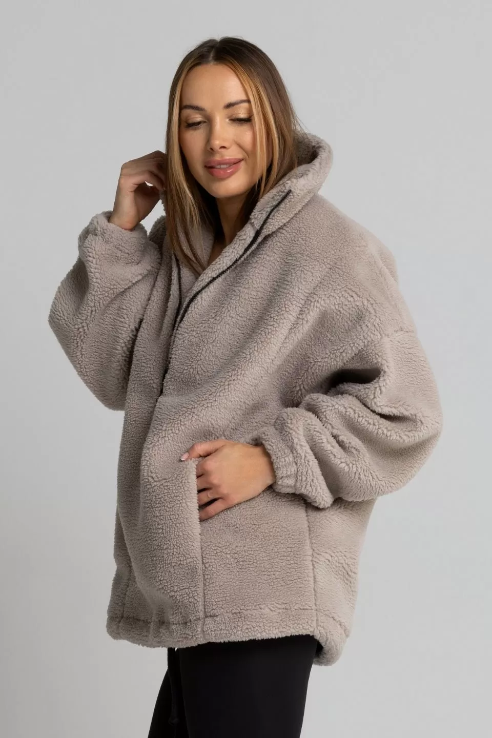 Bluza sherpa ze sztucznego baranka TEDDY - szary