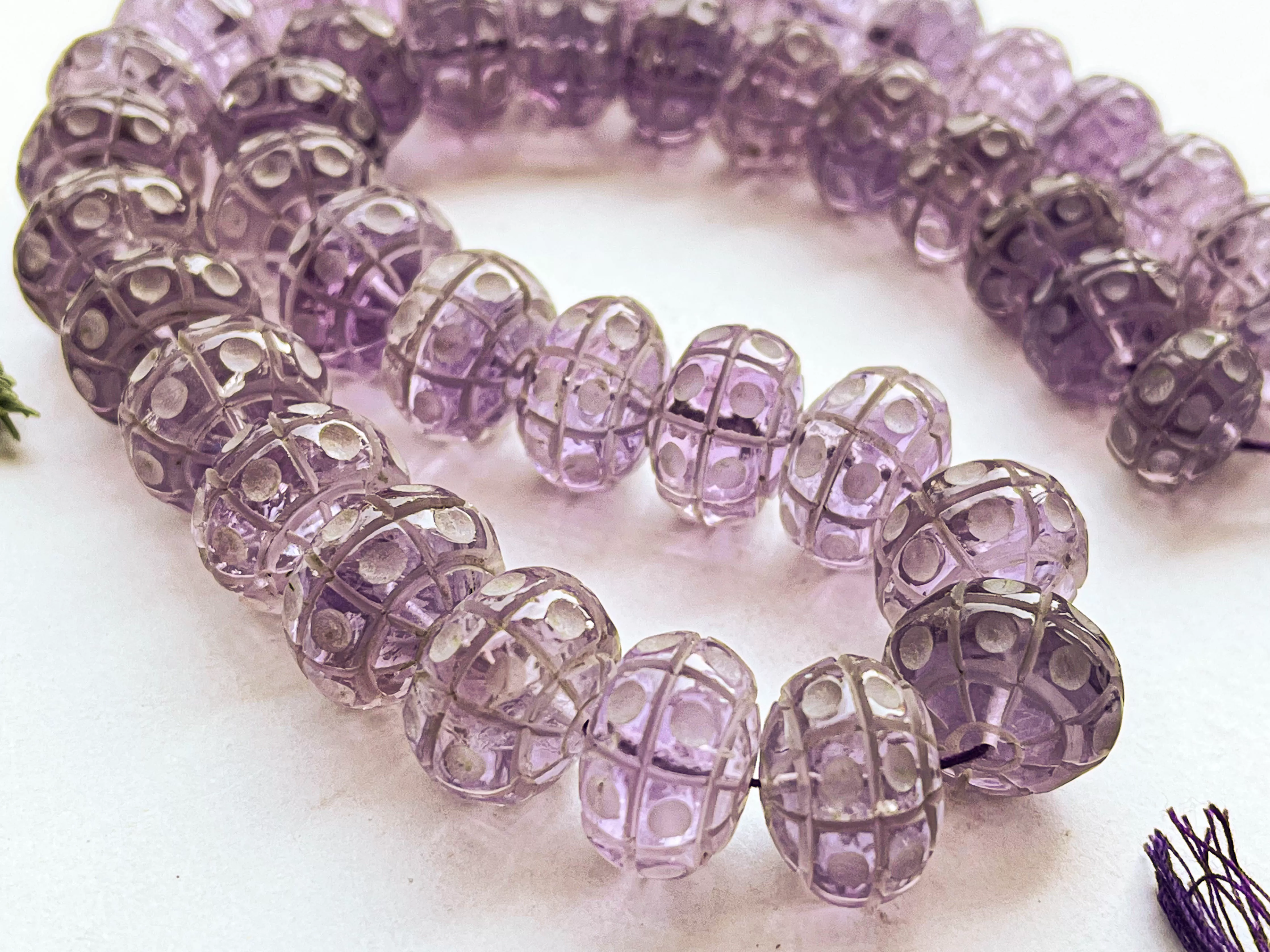 Brazil Pink Amethyst Cameo Frost Rondelle Shape Beads