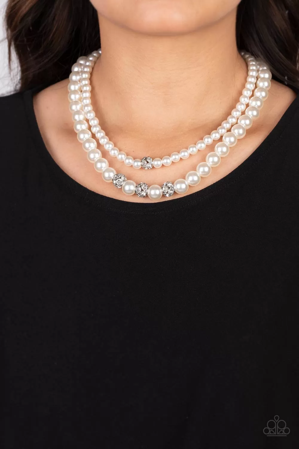 Brilliant Ballerina White Pearl Necklace - Paparazzi Accessories