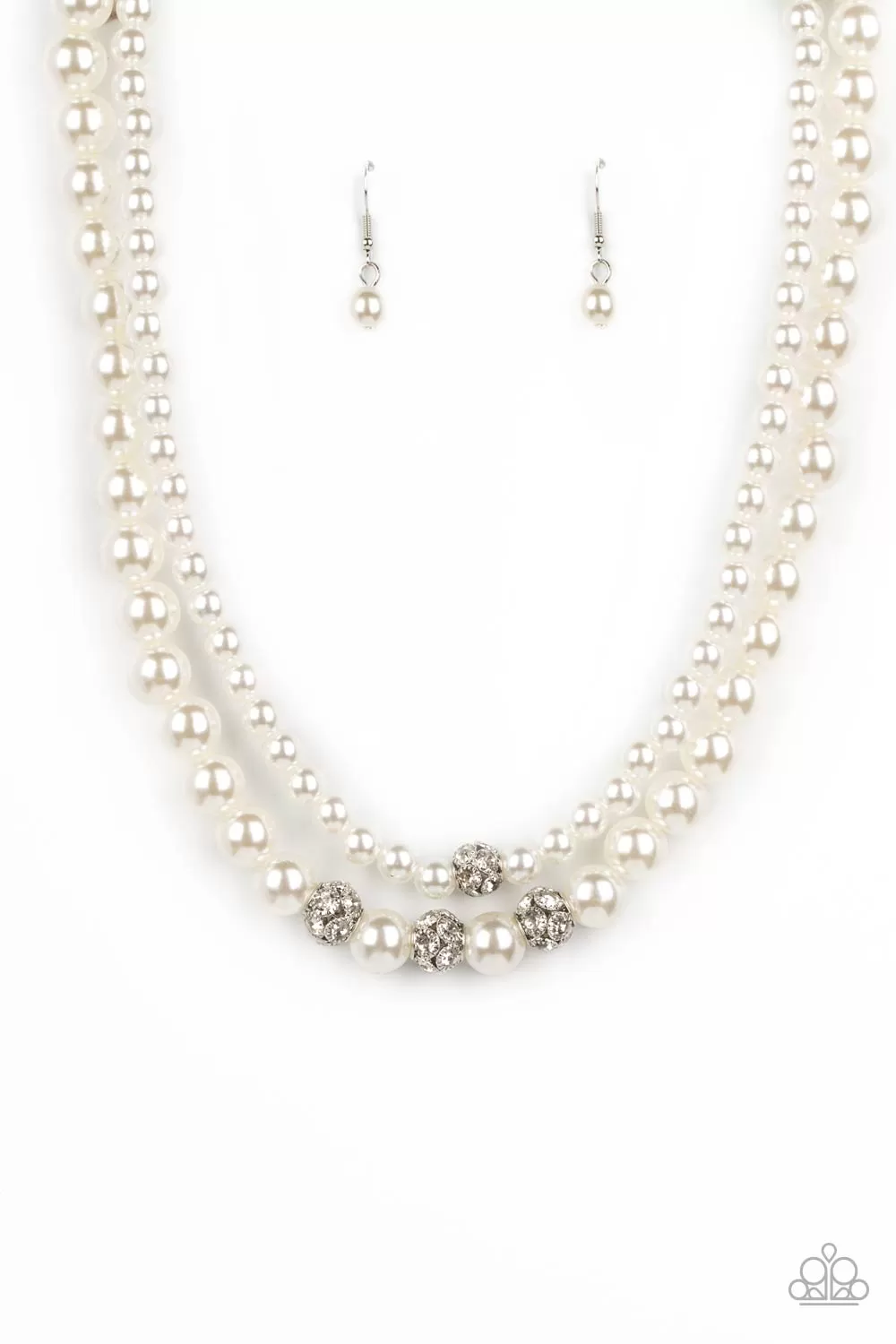 Brilliant Ballerina White Pearl Necklace - Paparazzi Accessories