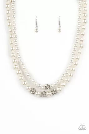 Brilliant Ballerina White Pearl Necklace - Paparazzi Accessories