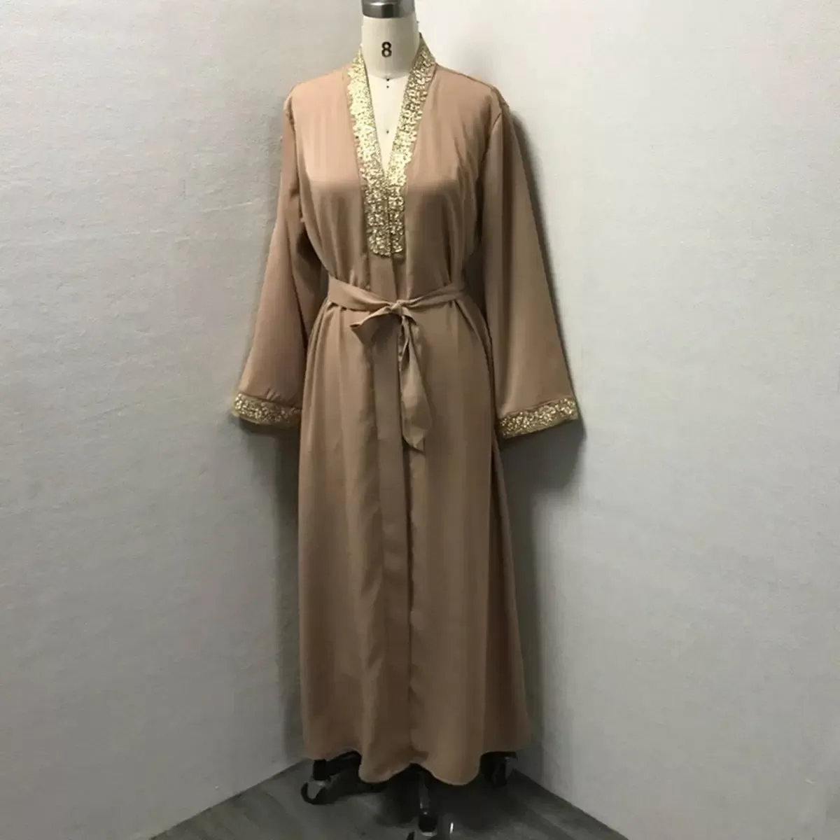 Broken Twill Embroidery Muslim Women Cardigan Open Abaya Dress