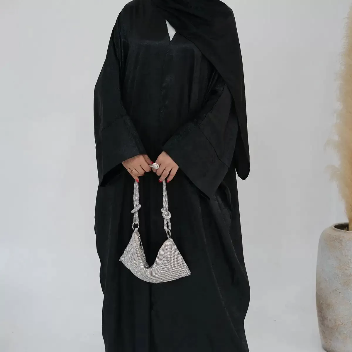 Bronzing Fabric Muslim Women Cardigan Open Abaya Dress