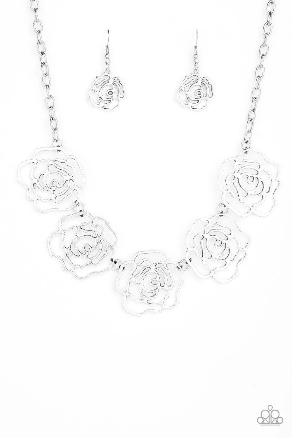 Budding Beauty Silver Flower Necklace - Paparazzi Accessories