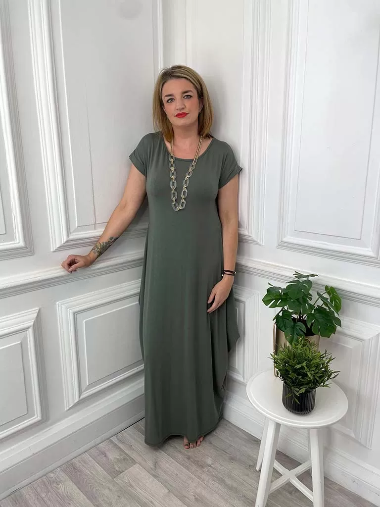 Cap Sleeve Layering Dress - Khaki