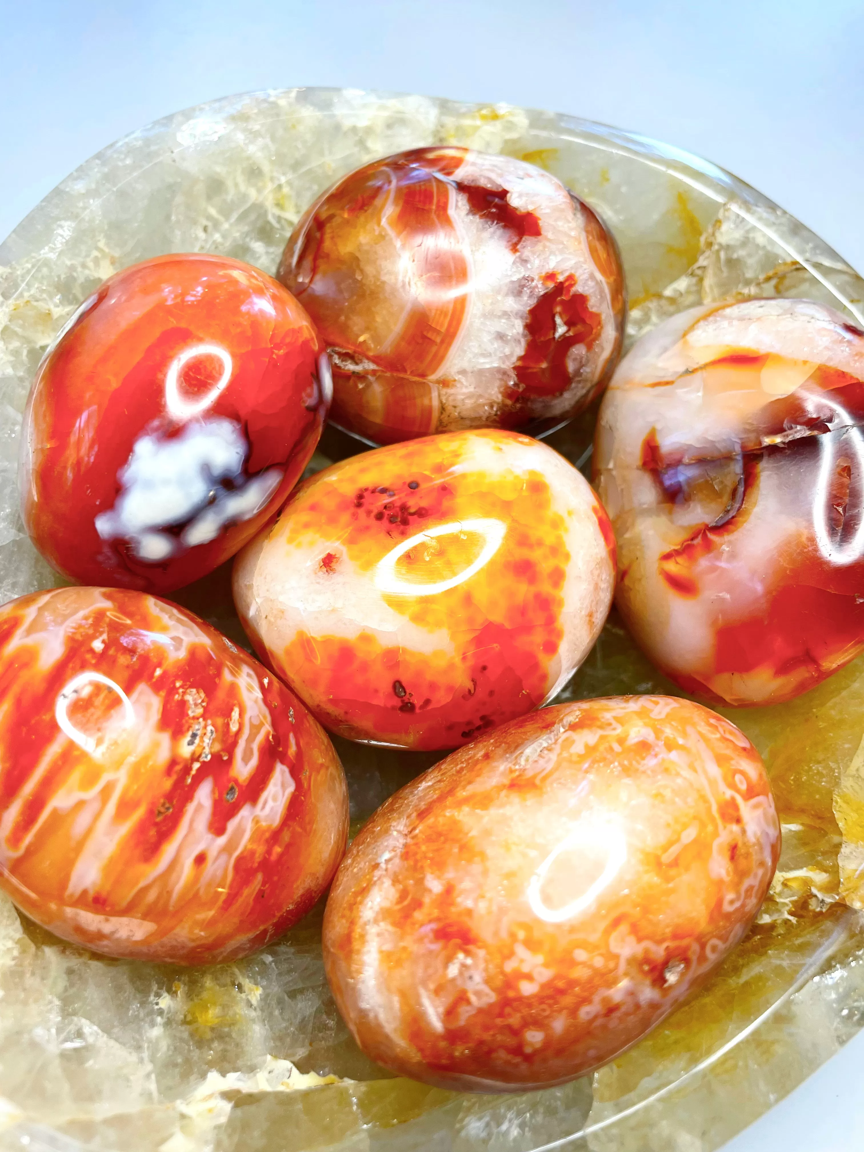 Carnelian Agate Palm Stones