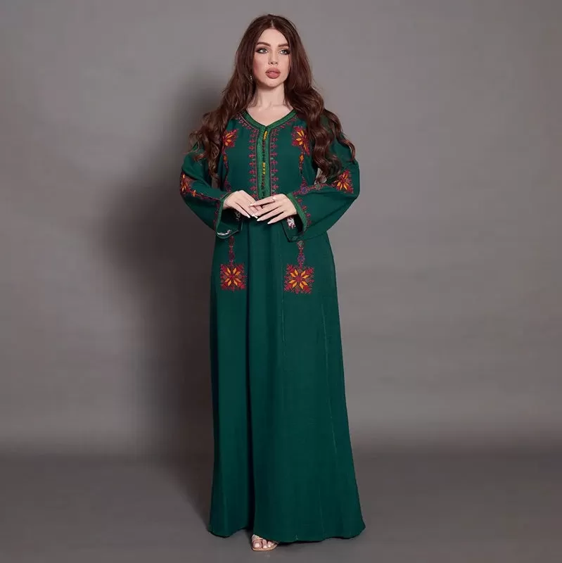 Casual Party Wear Embroidery Women Caftan Kaftan Abaya Dress