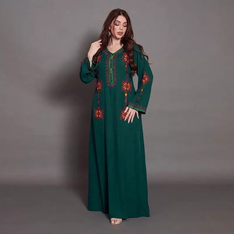 Casual Party Wear Embroidery Women Caftan Kaftan Abaya Dress