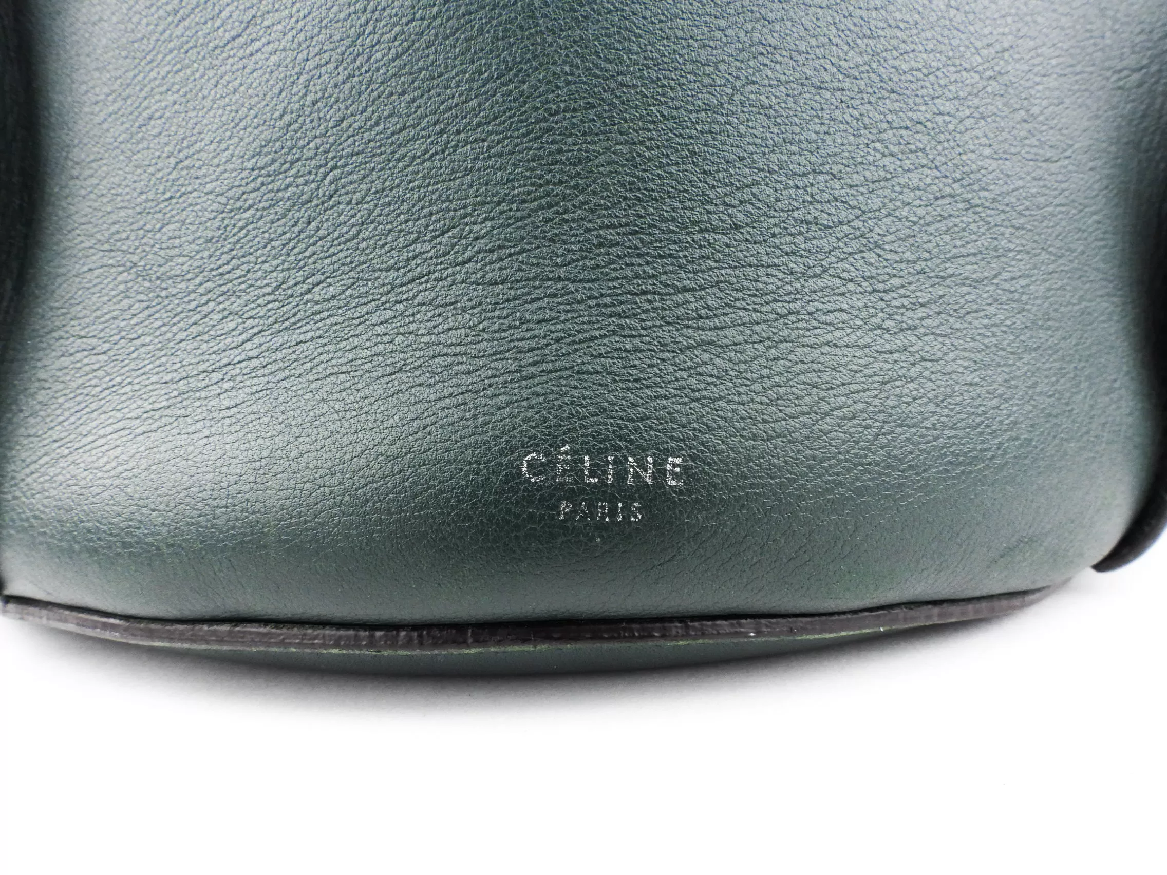 Celine Green Smooth Leather Belted Big Bag Nano Bucket Bag