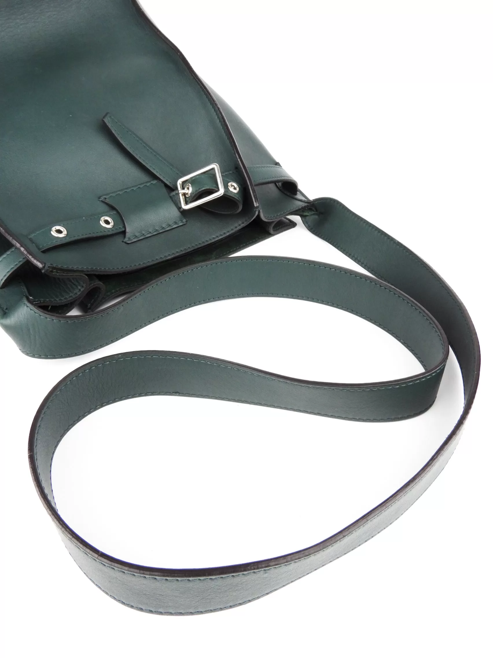 Celine Green Smooth Leather Belted Big Bag Nano Bucket Bag