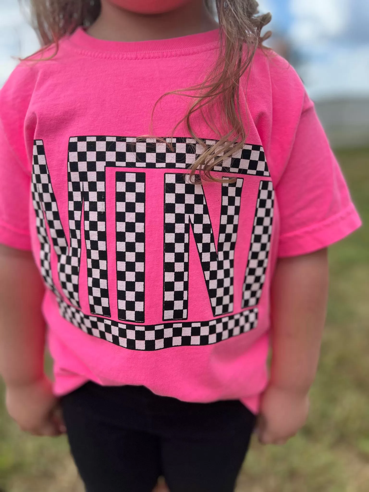 Checkered Mini Youth Pink Tee