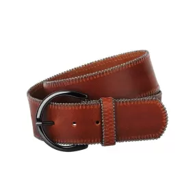 Classic Chain Trim Leather Belt