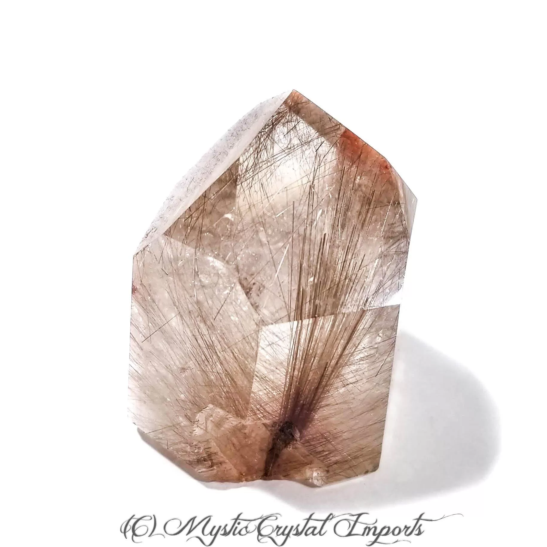 Clear Copper Rutilated Quartz Crystal Point