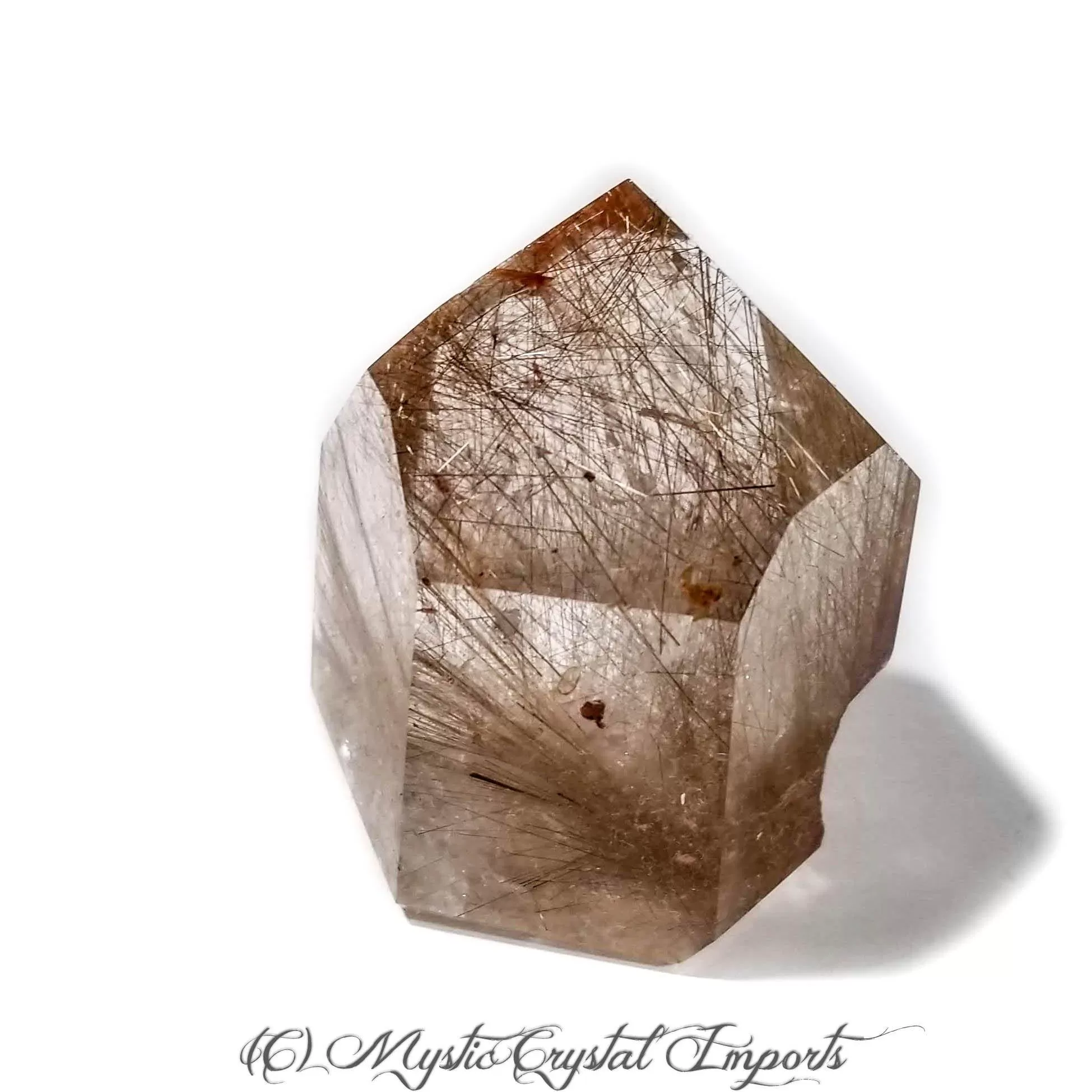 Clear Copper Rutilated Quartz Crystal Point