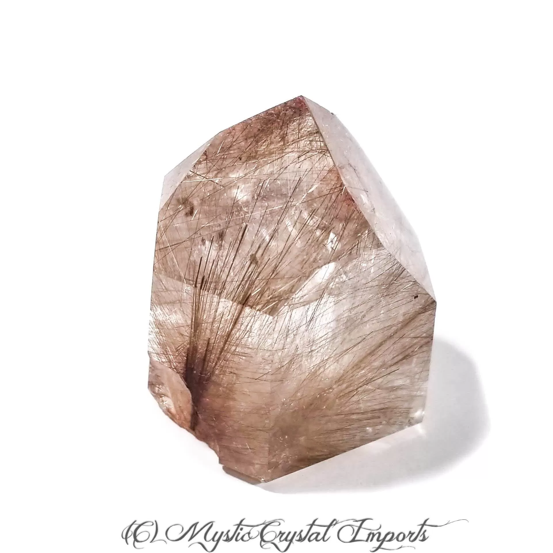 Clear Copper Rutilated Quartz Crystal Point