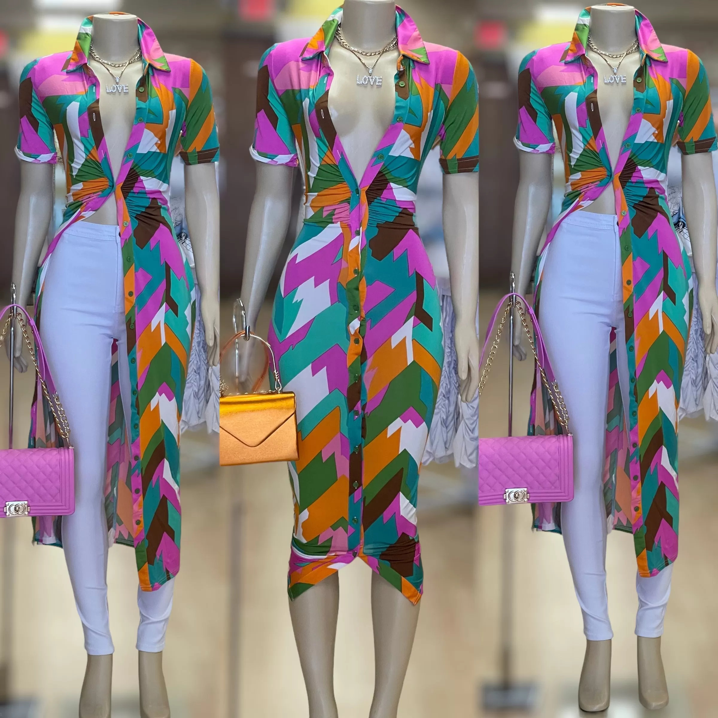 Color Maze Button Dress