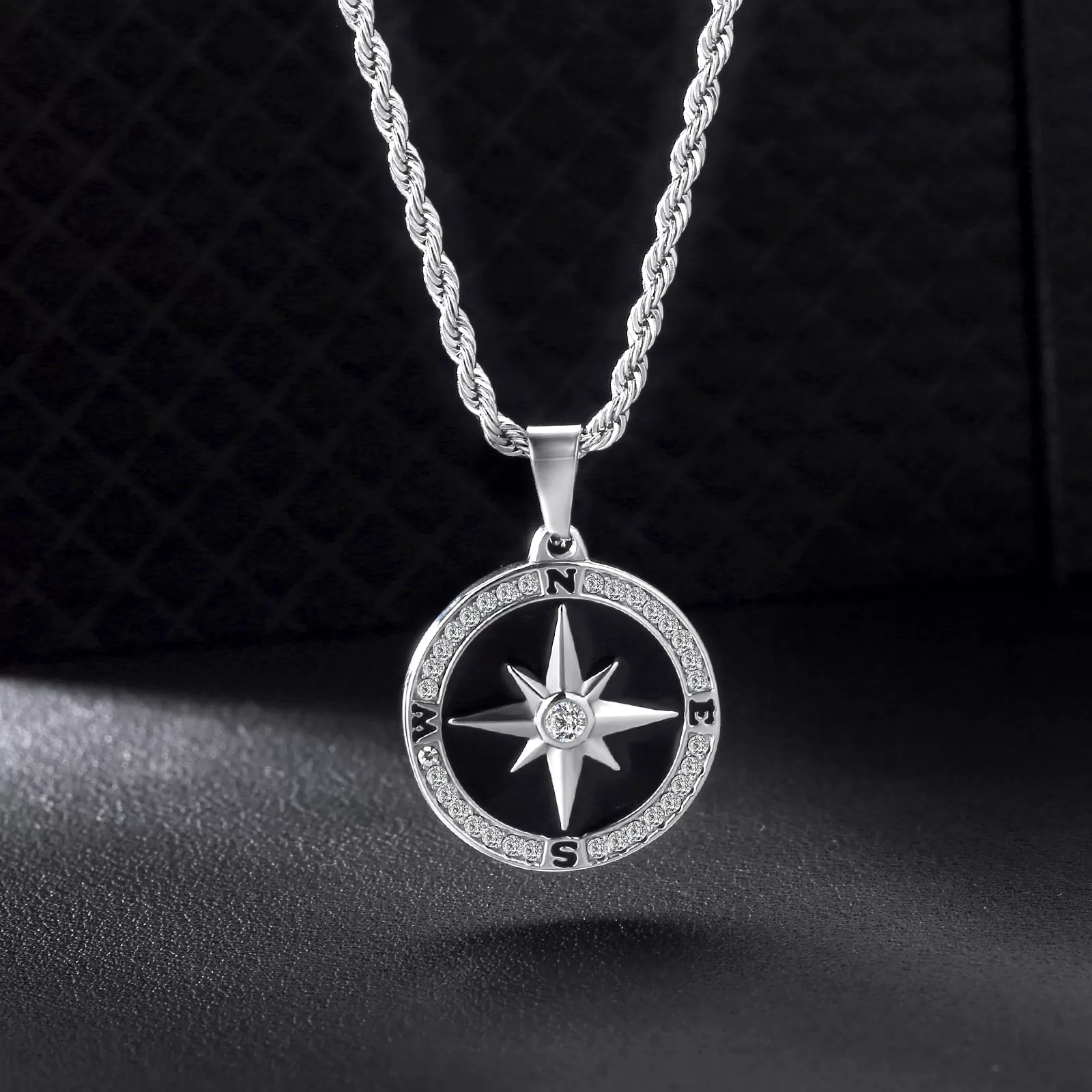 Compass Coin Pendant Necklace for Men CPBK