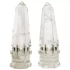 Continental Neoclassical Rock Crystal Obelisks on Rock Crystal Balls