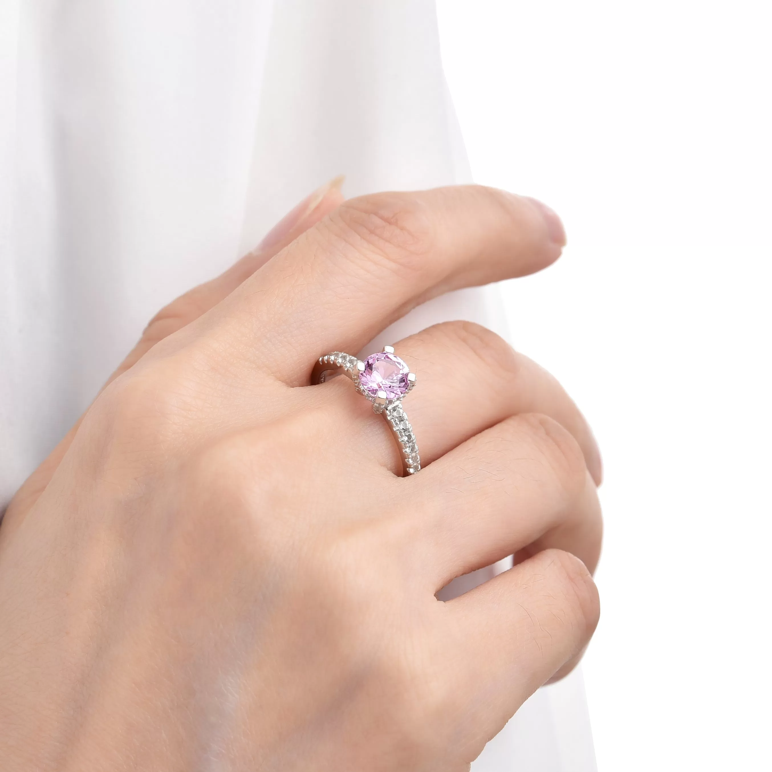 Created Pink Sapphire Ring