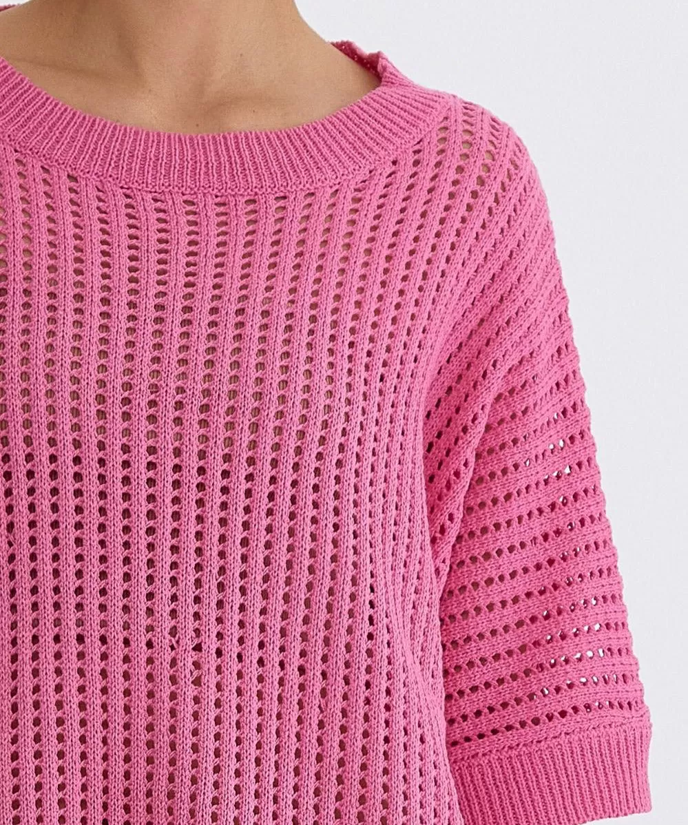 Crochet Oversized Top - Pink