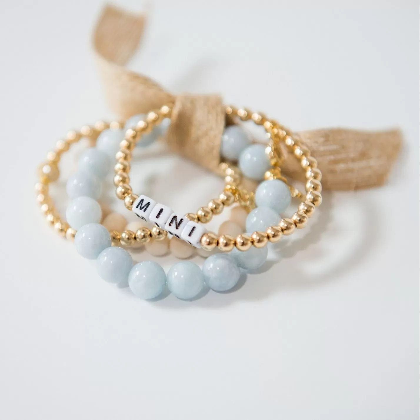 Custom Name Stack Luxe - Angelite   Gold Filled