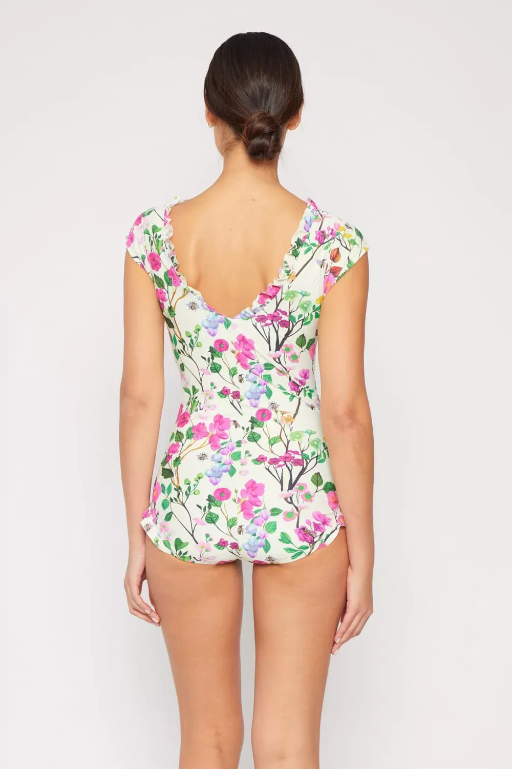 Damen Marina West Swim Bring Me Flowers Einteiliger Badeanzug mit V-Ausschnitt, Kirschblüten-Creme, Mutter-Tochter-Bademode