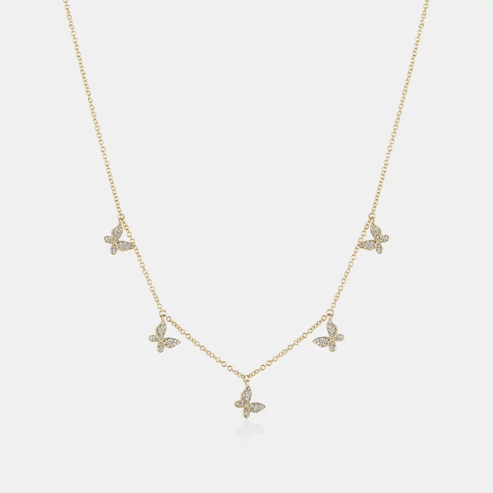 Dangling Diamond Butterfly Necklace