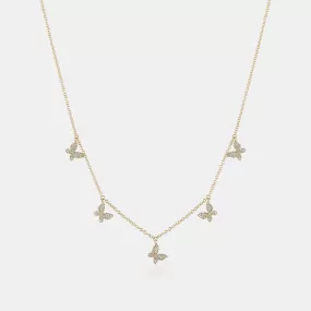 Dangling Diamond Butterfly Necklace