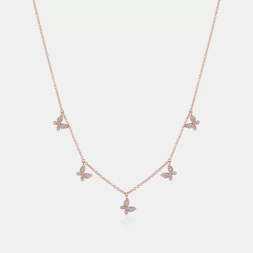 Dangling Diamond Butterfly Necklace