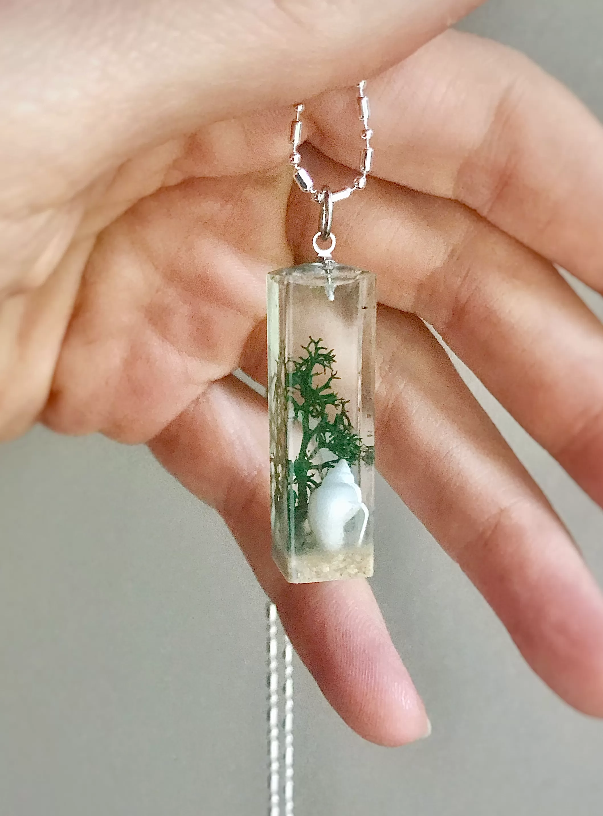 Deep in the Ocean Pendant with Seaweed and Seashell